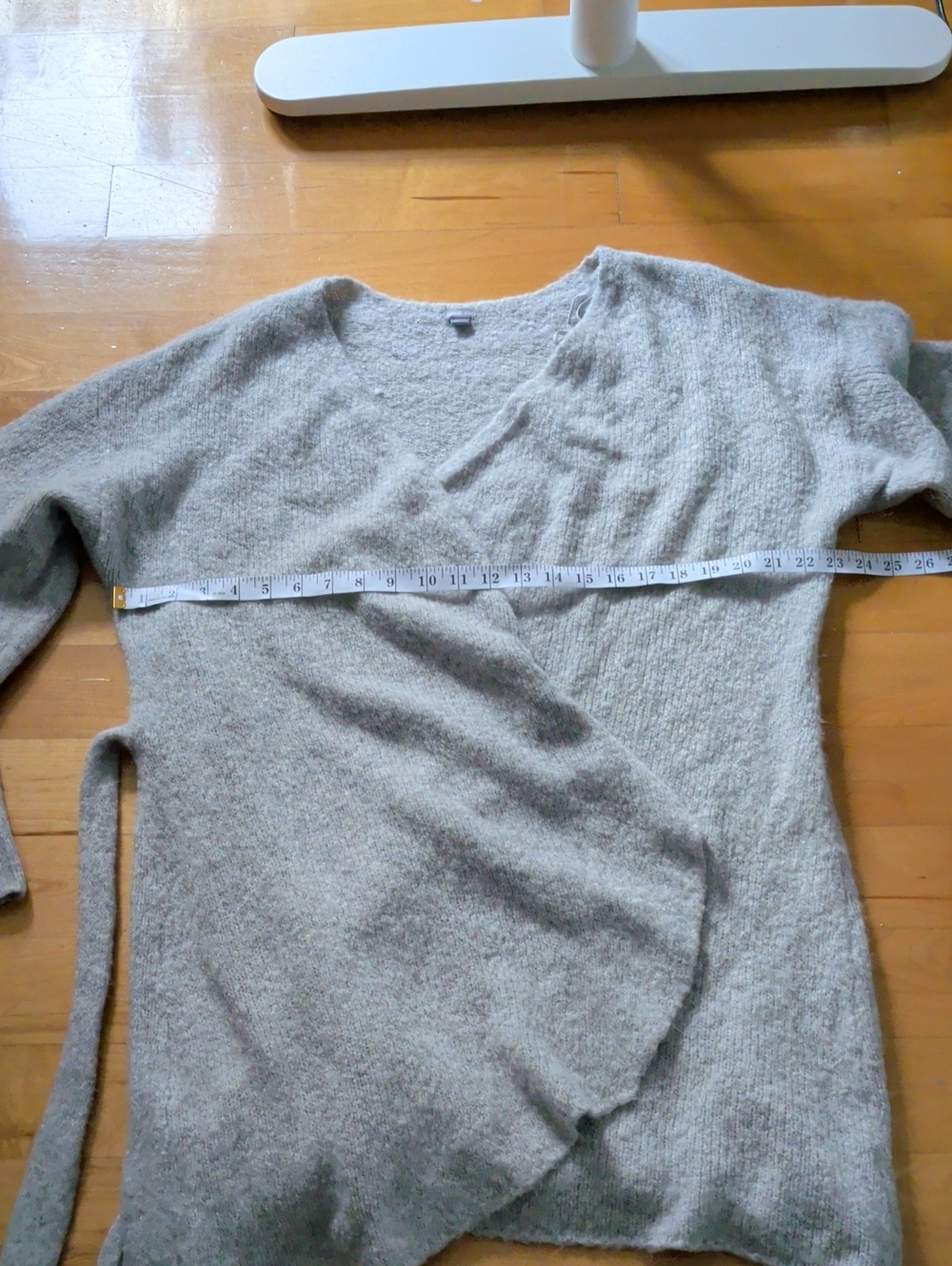 Aerie Cozy Knit Wrap Robe Cardigan Soft Grey Tie-Waist Lounge Sweater XL - Picture 10 of 11